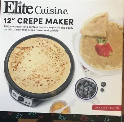 Unleash Culinary Masterpieces With The Elite Cuisine 12  Non-Stick Crepe Maker G • $65