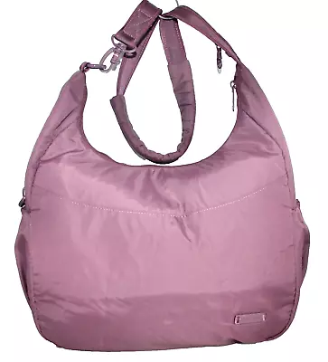 PACSAGE Pacsafe Citysafe 400 GII Anti-Theft RFID Hobo Crossbody Burgundy Nylon • $47.20