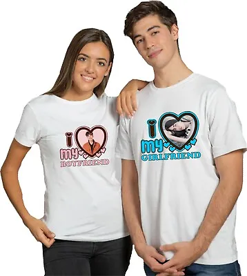 Personalised I Love My Girlfriend Boyfriend T-shirt Custom Image Valentines Top • £11.99
