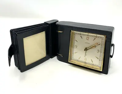 Vintage Swiss ANGELUS 15 Jewels Travel Alarm Clock 8 Day With Photo Album Case • $159.95