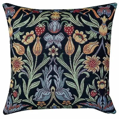 Manor Garden Tapestry Cushion. Black Morris Style Botanical Design. 17  Square • £18.99