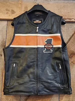 Vintage Harley Davidson Women's Victory Lane #1 Racing Series Leather Vest - Med • $100