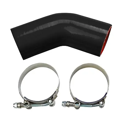 4  Inch 45 Degree Elbow Silicone Turbo Hose Coupler Pipe 102mm BKRD+T Clamp • $16.85