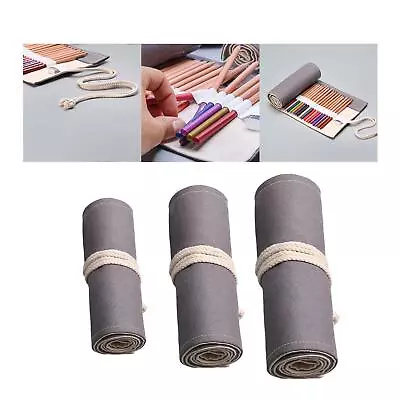 Canvas Pencil Wrap Storage Pouch Portable Roll Up Pencil Case For Artist School • £7.03