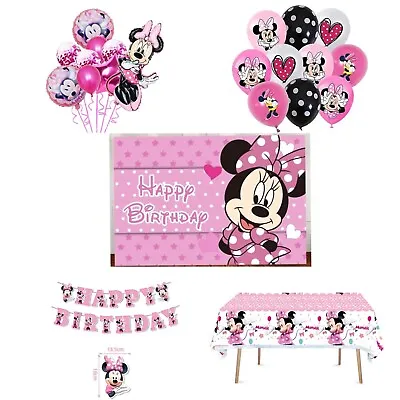 Minnie Mouse Birthday Party Supplies Tableware Kids Decorations Balloons Banner • £3.79