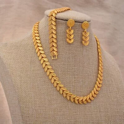 24K African Nigerian Bridal Jewelry Set For Women Bridal African Gold Color Jewe • $26.99