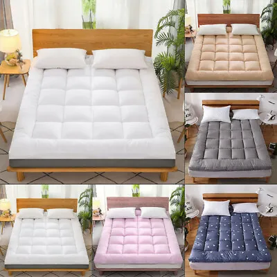 Cotton Feather Mattress Topper King Queen 72D Bed Overfilled Pillow Top Pad • $33.11