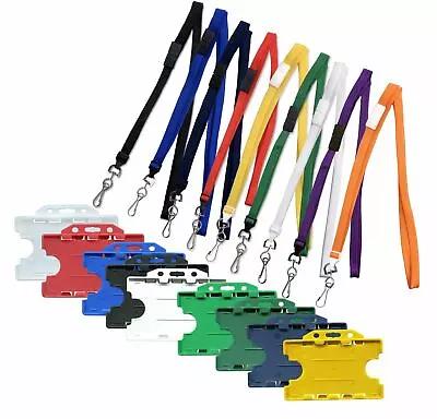 £32.81 • Buy Double Sided ID Card Holder & ID Soft Neck Strap Lanyard  Metal Clip - Free P&P