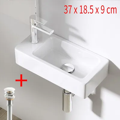 Wall Hung Basin Sink Small Mini Cloakroom Bathroom Toilet Wash Container W/Waste • £35.99