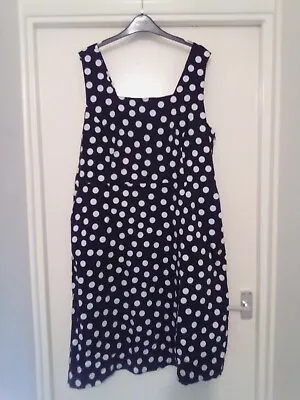 Rockabilly Polka Dot Blue 50s Pin-Up Housewife Dress Size 22 TU • £10.99