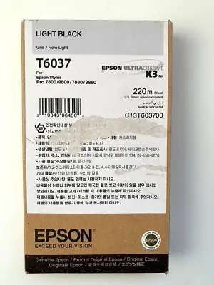 2024 Genuine Epson T6037 Light Black Ink Stylus Pro 7800 7880 9800 9880 Sealed • $84.08