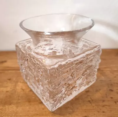 £6.99 • Buy Vintage Dartington Glass FT 101 Square Polar Bark Posy Vase Frank Thrower