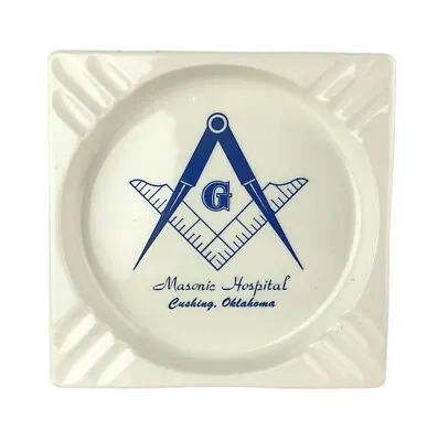 Vintage Macco Pottery Stroud Masonic Hospital Square Ashtray Cushing OK 7.5  • $29.99