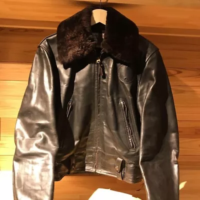 AERO LEATHER Horsehide Boa Jacket Blouson Men Size 38 Biker From Japan Genuine • $1235.20