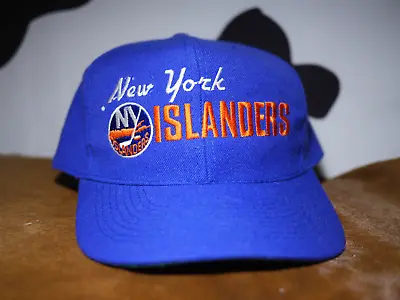 New York Islanders Vintage Snapback Hat NHL Wool 90s Logo Script Single LIne CCM • $35
