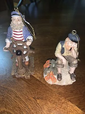 2 Old Salts Nautical Ornaments At The Wheel & Lobster Trap 1998 Vintage • $10