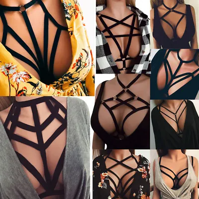 £3.42 • Buy Womens Criss Cross Caged Hollow Sexy Strappy Stash Bra Crop Top Bustier Vest HOT