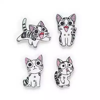 50pcs Cat Series Wood Buttons For Sewing Craft Scrapbook Home Handmade Decor DIY • $3.99