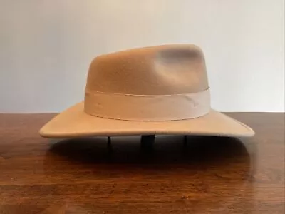 Angela William Fedora Hat Men’s 7 1/2 Tan Nice Condition • $34.95