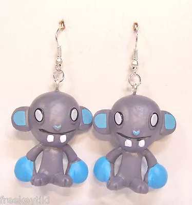 Harajuku Japan The Gooli Monsters Grey Boxer Mini Art Toys 2  Dangle Earrings • $7.95