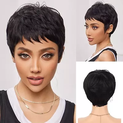Pixie Human Hair Black Short Cuts Natural Wigs Brazilian Women Hairstyles Wigs • $0.01