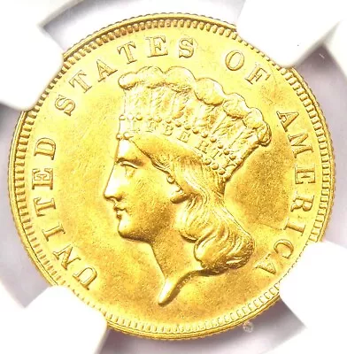 1878 Three Dollar Indian Gold Coin $3 - Certified NGC AU58+ Plus Grade - Rare! • $2370.25