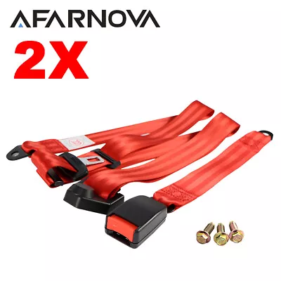 2Sets 3 Point Harness Universal Cars Car Seat Strap Seat Belt Red Fits HXXda • $60.59