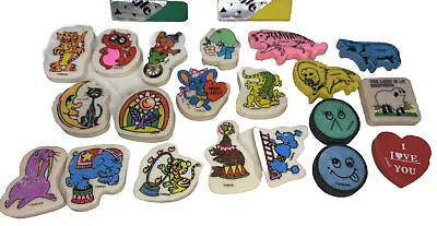 LOT 22 Vintage 80s 90s Novelty Pencil Erasers Circus Animals Retro Shapes TAIWAN • $19.99