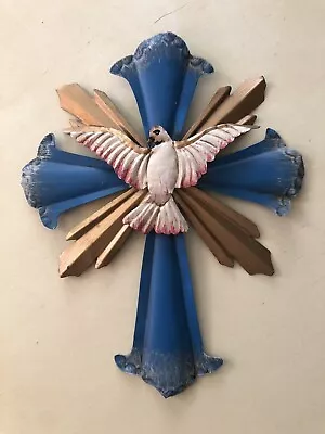 Mexican Tin Cross With Dove • $16.99