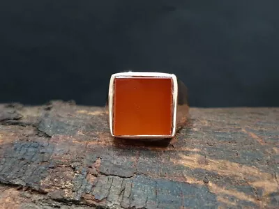 Natural Red Carnelian 925 Sterling Silver Gemstone Handmade Gift Men's Ring Size • $38.99