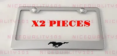 2X Mustang Stainless Steel Chrome Mirror Finished License Plate Frame Holder • $21.50