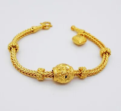 $36.99 • Buy Beaded 23K 24K Thai Baht Yellow Gold Plated Link Bracelet Bangle Jewelry Women