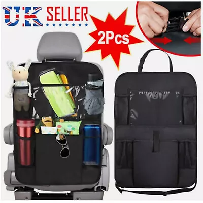 2PCS Car Back Seat Organiser Tablet Holder Storage Kick Mat Kids Toys Bag Pocket • £8.99