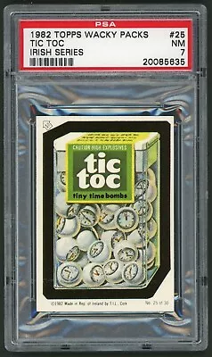 1982 / 85 Topps Wacky Packages Sticker Irish Series #25 Tic Toc PSA 7 • $32.89