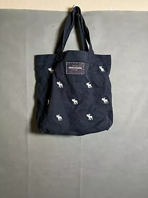 ABERCROMBIE Tote Bag  Navy Blue Moose Canvas Crossbody • $9.73