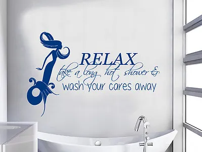 Mermaid Wall Decal Quote Relax Shower Vinyl Stickers Girl Bathroom Decor KY62 • $19.99