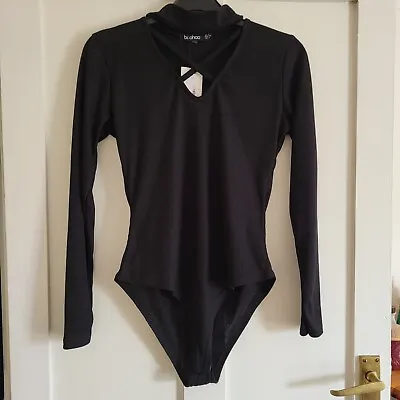 Lovely Boohoo Ribbed Choker Bodysuit. Size 8. Party Nightclub. Boho BNWT  • £7.99