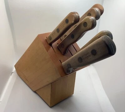 $20 • Buy Vintage CHICAGO CUTLERY 7Piece Chef's Knife Set W/Block Made In USA C42 C61 65S