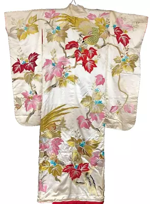 Japanese Kimono Uchikake Vintage Gorgeous Wedding Robe Gold Embroidery (u65) • $225