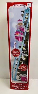 Mr. Christmas Super Climbing Santa 43  Ladder Lights Motion & Music Pink & Blue • $55