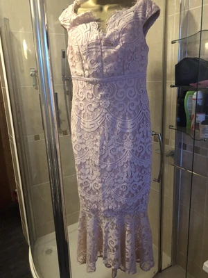 £5.99 • Buy Jessica Wright Glamorous High Low Fishtail Bardot Long Dress, Size 12 Pink