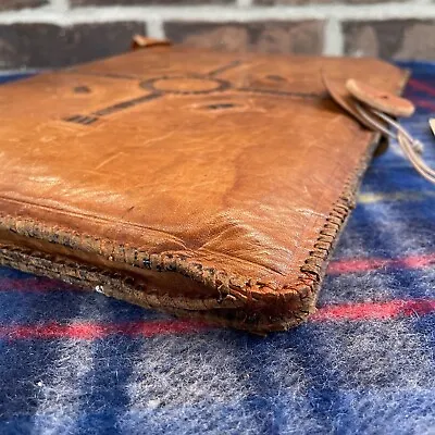 VINTAGE 1970s INTRICATE HANDMADE ARTISAN MADE LEATHER MACBOOK IPAD CASE R$998 • $487.25