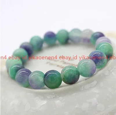 Natural 6/8/10/12mm Multicolor Jade Gemstone Round Beads Stretch Bracelet 7.5in • £3.59