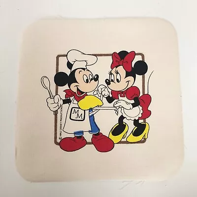 VTG 80s Disney Mickey Minnie Kitchen Fabric Square Panel Quilting Crafting 8x8 • $8.08