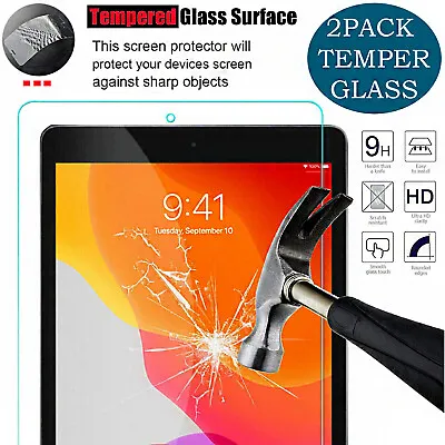 Film HD 2 Pack Tempered Glass For IPad 10.2  7TH8TH Generation Screen Protector • £6.44