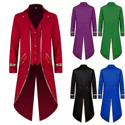 Steampunk Style Men's Retro Victorian Tailcoat Party Long Jacket Frock Coat • $30.13