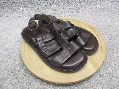 Born Mens Size 11 Open Toe Fisherman Brown Leather Sandals Strappy Buckle EUC • $32.99