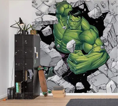 Boys Girls Bedroom Hulk Wall Mural 250x280cm Marvel AVENGER Wallpaper Green • $138.09