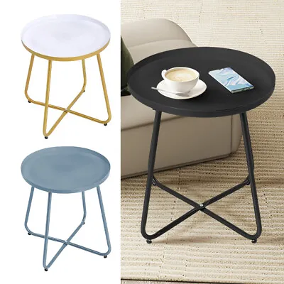 Anti-rust Round Metal Side Snacks Table Patio Outdoor Indoor Coffee End Table • £16.95