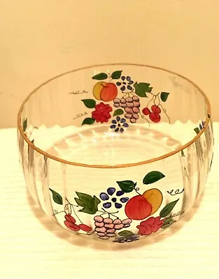 Romania Crystal Clear Bowl Fruit Motif Hand Painted  • $11.80